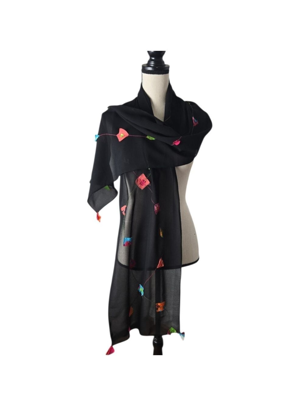 Dilemma by Dhun Shiroff Wearable Art Chiffon Scarf 78" x 13"